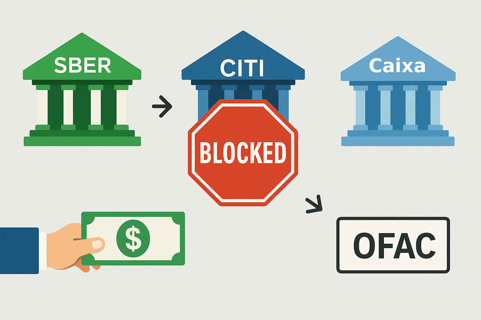 OFAC: блокировка средств, санкции, типовая схема